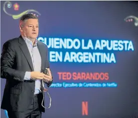  ?? ALFREDO MARTÍNEZ ?? Todo para ver. Ted Sarandos, ejecutivo de Netflix, durante la charla.