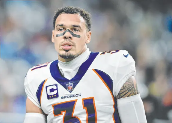  ?? David Dermer The Associated Press ?? The Denver Broncos are releasing safety Justin Simmons in the fallout from the Russell Wilson separation. His release adds to the growing list of safeties available on the free agent market, as has been the case with inside linebacker­s and running backs.