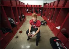  ?? Photograph courtesy of J.T. Wampler ?? Pea Ridge senior linebacker Duncan Truesdell suffered neck injury against Shiloh Christian which ended his football career.