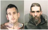  ?? Alameda County Sheriff’s Office 2017 ?? Max Harris, left, and Derick Almena are charged with involuntar­y manslaught­er in the 2016 fire.