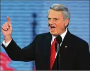  ?? VINCENT LAFORET / THE NEW YORK TIMES 2004 ?? Then-Sen. Zell Miller, D-Ga., addresses the 2004 Republican National Convention in New York. A maverick, he battled fellow Dems in the Senate.