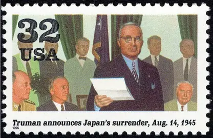  ??  ?? Letter of the law: The Truman stamp which replaced the controvers­ial Hiroshima one