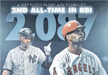  ?? /TWITTER MAJOR LEAGUE BASEBALL. ?? Con esta imagen, las Grandes Ligas celebraron en sus redes sociales la marca impuesta por Albert Pujols en cuanto a carreras empujadas.