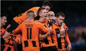  ?? Photograph: Marvin Ibo Guengoer/GES Sportfoto/Getty Images ?? Shakhtar Donetsk haven’t played any matches at their home stadium, Donbas Arena in Donetsk, since 2014.
