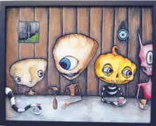  ?? JIM THOMPSON/JOURNAL ?? “The Creep Cantina,” a watercolor by the artist Creeptoons, is representa­tive of the mix of horror and humor found in much of the work at Stranger Factory, a Nob Hill gallery and store.