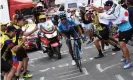  ??  ?? Nairo Quintana proved too strong climbing the Col du Galibier and the Colombian sped away to put himself back into GC contention. Photograph: Jeff Pachoud/AFP/