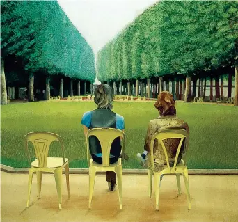  ??  ?? Qui sopra: «Le parc des sources», opera del 1970 dell’artista britannico David Hockney (1937)
