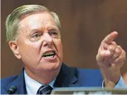  ?? [MICHAEL REYNOLDS/POOL IMAGE VIA AP] ?? Sen. Lindsey Graham, R-S.C., speaks during a hearing before the Senate Judiciary Committee for Supreme Court nominee Judge Brett Kavanaugh on Thursday in Washington.