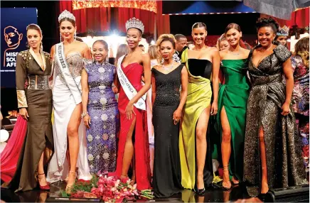  ?? Images Gallo ?? Actress Shannon Esra, reigning Miss Universe Andrea Meza, Professor Mamokgethi Phakeng, media personalit­y Dineo Ranaka, Dr Tamaryn Green, Miss Universe 2015 Pia Wurtzbach and media mogul Basetsana Kumalo were some of the stars that dazzled at the Miss SA pageant, which was held in Cape Town.