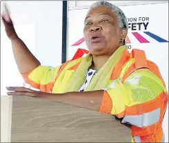  ?? (Pics: Nhlanganis­o Mkhonta) ?? Chairperso­n of the Road Safety Council of Eswatini Dr Fortunate Shabalala making her remarks during the meeting yesterday.