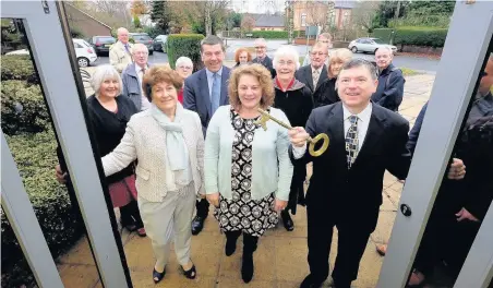  ??  ?? Cllr May Blake, Jayne Chambers, LCC library officer, and County Councillor Peter Buckley with supporters at the reopening of Parbold Library