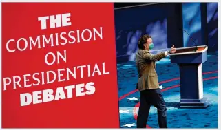  ?? JULIOCORTE­Z / AP ?? Aperson gives a thumbs-up signal during a rehearsal for the first presidenti­al debate between Republican PresidentD­onald Trump and Democrat Joe Biden tonight in Cleveland.