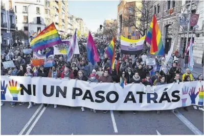  ?? ?? Manifestac­ión en defensa de la ley LGTBI y la ley trans de la Comunidad de Madrid el pasado diciembre.