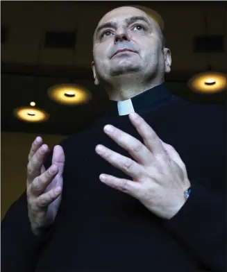  ?? Picture: Andrew Milligan/pa ?? Father Gabriel Romanelli speaks at Glasgow Royal Concert Hall