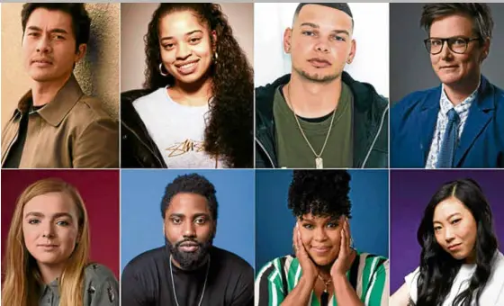  ?? —AP ?? The honorees: (top row, from left) Henry Golding, Ella Mai, Kane Brown and Hannah Gadsby; (bottom row from left) Elsie Fisher, John David Washington, Natasha Rothwell and Awkwafina.