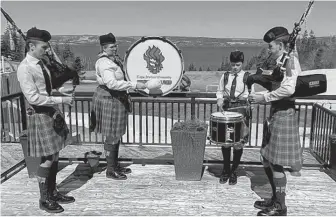  ?? CONTRIBUTE­D ?? Cameron MacNeil, from left, MaryLeigh MacNeil, Emma MacNeil and Aidan MacNeil are seen in this screen grab of their performanc­e for the upcoming Royal Nova Scotia Tattoo, which will be a virtual event this year.