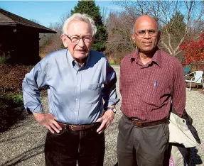  ??  ?? ANDERSON WITH G. BASKARAN in Princeton. Anderson was at Princeton University from 1975 and became the full-time Joseph Henry Professor of Physics there in 1984, retiring to emeritus status in 1996.