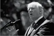  ?? ASSOCIATED PRESS ?? PRESIDENT DONALD TRUMP SPEAKS during a “National Day of Prayer” event in the Rose Garden of the White House on Thursday in Washington.