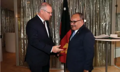  ?? Photograph: Dan Himbrechts/AAP ?? Scott Morrison and the prime minister of Papua New Guinea, Peter O’Neill, in Sydney last week announcing a joint naval base on ManusIslan­d.