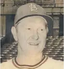  ?? LIBRARY SUN- TIMES ?? Red Schoendien­st ( shown in 1974) wore the Cardinal uniform for 45 seasons as player, coach and manager.