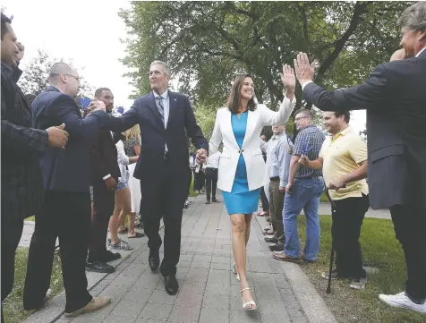  ?? JOHN WOODS / THE CANADIAN PRESS ?? The Manitoba Progressiv­e Conservati­ves have been running ads about the humble roots and family life of Premier Brian Pallister, pictured,
whose approval rating remains low with women. His wife Esther has also appeared by his side at many campaign events.