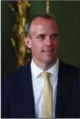  ?? (AP/Hannah McKay) ?? British Foreign Secretary Dominic Raab said the U.K. “will not look the other way on Hong Kong, and we will not duck our historic responsibi­lities to its people.”