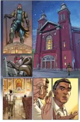  ??  ?? LEFT: The church in “The Phantom Phoenix” series was modeled after St. Casimir’s Church, which was renamed Our Lady of Tepeyac.