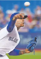  ?? THE CANADIAN PRESS VIA AP NATHAN DENETTE/ ?? Blue Jays pitcher Marcus Stroman allowed two runs and six hits Wednesday to beat the Rays for the first time in five career meetings in Toronto.