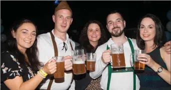  ??  ?? Dancing the evening away at the OktoberFes­t at Festival Dome Tralee on Saturday night, were Siobhan, Paul and Brian McCarthy, Elaine Cremins and Orla McCarthy.