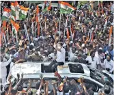  ??  ?? Congress leader Rahul Gandhi addressing supporters at Pavoorchat­ram during his election campaign in Tenkasi district on Sunday