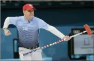  ?? NATACHA PISARENKO — THE ASSOCIATED PRESS ?? United States’s skip John Shuster reacts during the men’s final curling match against Sweden at the 2018 Winter Olympics in Gangneung, South Korea, Saturday.