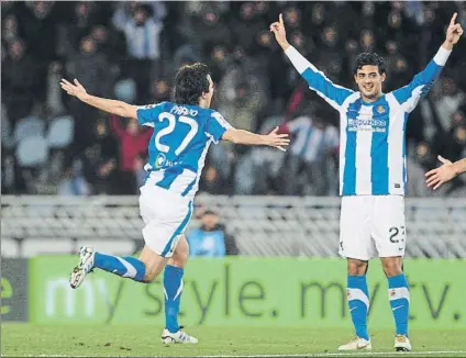  ?? FOTO: UNCITI ?? Rubén Pardo celebra su primer gol en la Real, ante el Sevilla