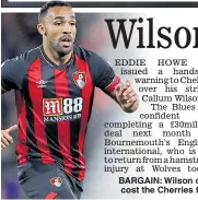  ??  ?? BARGAIN: Wilson only cost the Cherries £3m
