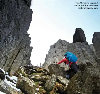  ??  ?? The alternativ­e approach (5b) to The Notch from the eastern traverse path.