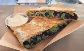  ?? COURTESY OF GRAY LEAF VEGAN ?? A crunchwrap made with black beans, salsa, lime and cilantro at Gray Leaf Cafe in Freehold Township.