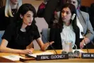  ?? Photograph: Carlo Allegri/Reuters ?? Amal Clooney (left), who is involved in a lawsuit brought against Lafarge by Yazidi victims of Islamic State.