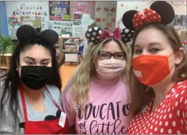  ?? PHOTOS PROVIDED ?? Preschool teachers Karla Rosas and Schae Stein with Assistant Director Nicole Wojcik show off their favorite Disney ears.