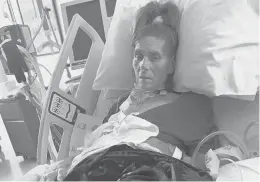  ?? ROCHELLE ROY/COURTESY ?? Lois Roy lies in the hospital after she was struck by a hit-and-run driver in May in the parking lot at Church of the Holy Family in Hebron.