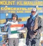  ??  ?? Narender Singh (left) says he holds the record for the fastest ascend in 17 hours beating the original record of 34 hours, and the fastest descend in 9 hours 7 minutes beating an original of 20 hours