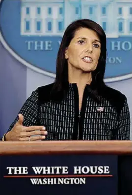  ?? REUTERS ?? EN LA ONU. La embajadora de Estados Unidos en la ONU, Nikki Haley, advirtió que el líder norcoreano, Kim Jong-un, ruega por una guerra.