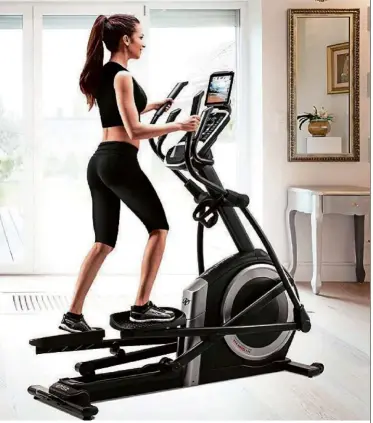  ??  ?? Available at Fitness Concept, the NordicTrac­k E7.5Z elliptical helps you perform full-body workouts with reduced impact to your knees.