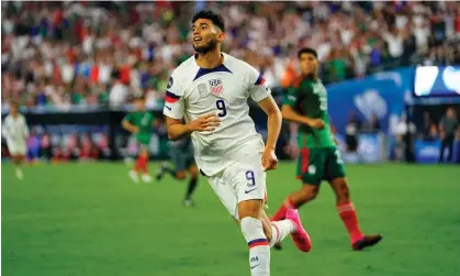  ?? Photograph: Lucas Peltier/USA Today Sports ?? Ricardo Pepi celebrates his second-half goal against Mexico on Thursday in Las Vegas.