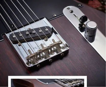  ??  ?? 4 Note the staggeredp­ole bridge pickup and threaded bridge saddles on the classic Tele ‘ashtray’ bridge