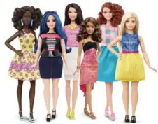  ?? BARBIE MEDIA/MATTEL ?? Barbie’s new line includes three new body types — tall, curvy and petite.