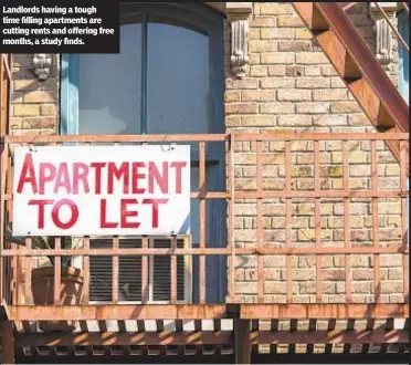  ??  ?? Landlords having a tough time filling apartments are cutting rents and offering free months, a study finds.
