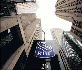  ?? CP PHOTO ?? A Royal Bank of Canada sign is shown in the financial district in Toronto last year.