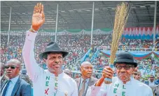  ?? /Reuters ?? Campaign toll: Nigeria's President Muhammadu Buhari at a campaign rally ahead of Saturday’s elections.