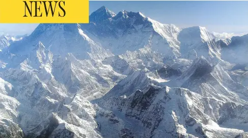  ?? PAULA BRONSTEIN / GETTY IMAGES FILES ?? Satellite data collected after a 7.8-magnitude earthquake struck Nepal in April 2015 shows that Mount Everest has shrunk by 2.8 centimetre­s.