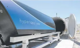  ??  ?? Hyperloop One, a firm investing in futuristic transporta­tion, built a test track near Las Vegas. The company successful­ly tested a working pod on a one-third-mile track in August.