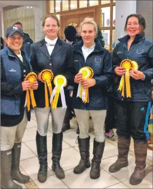  ??  ?? The novice show jumping team that finished in third place, from left to right: Jo Smith, Marije Terpstra, Laura Campbell and Kathryn McGeachy.